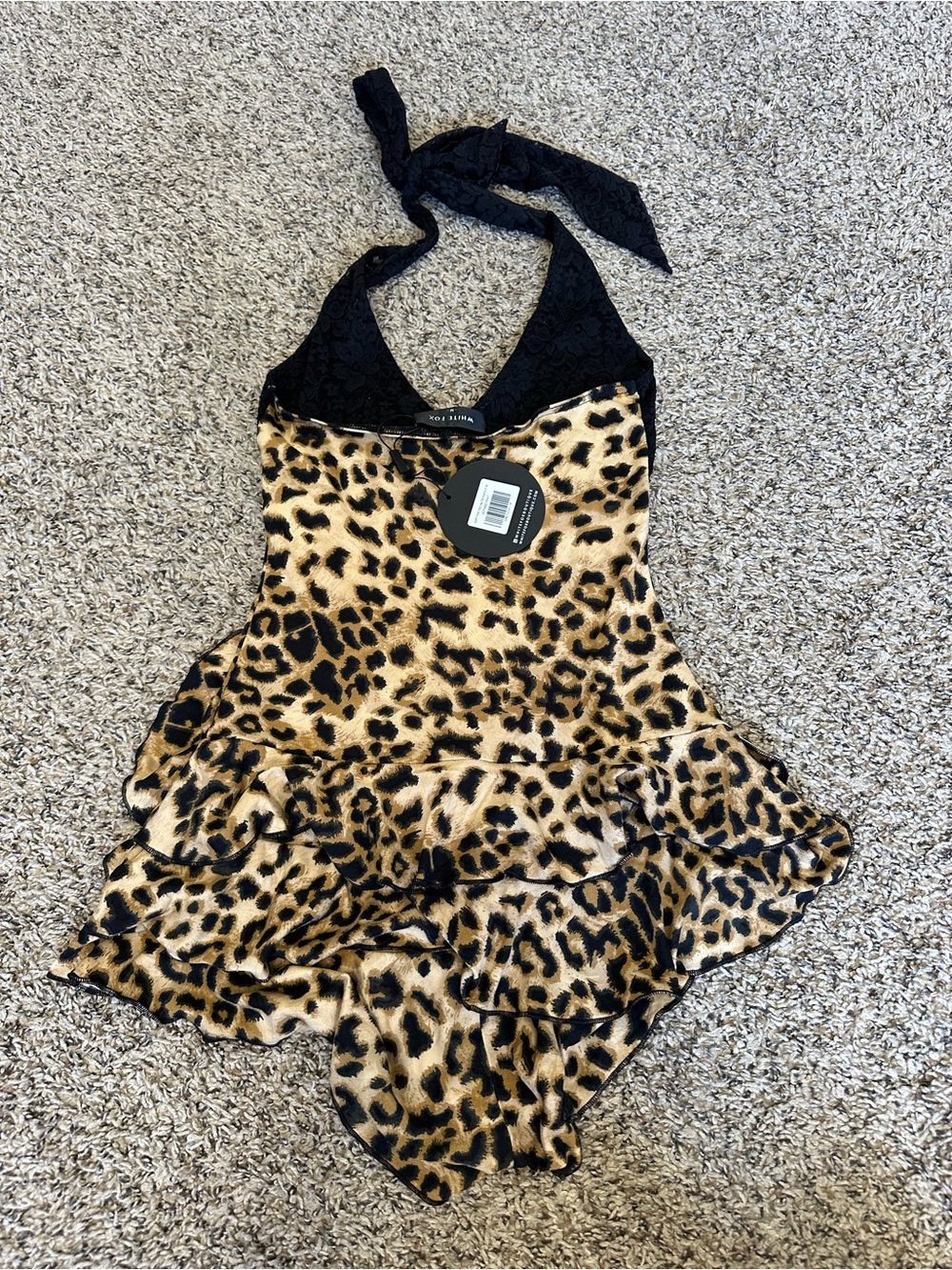 Leopard Print Halter romper with Black Bodice - Picture 3 of 4